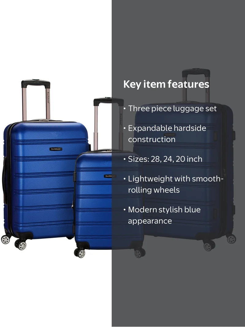 Rockland, 12 in Teen Adult Hardside Luggage Set, Blue - Walmart.com