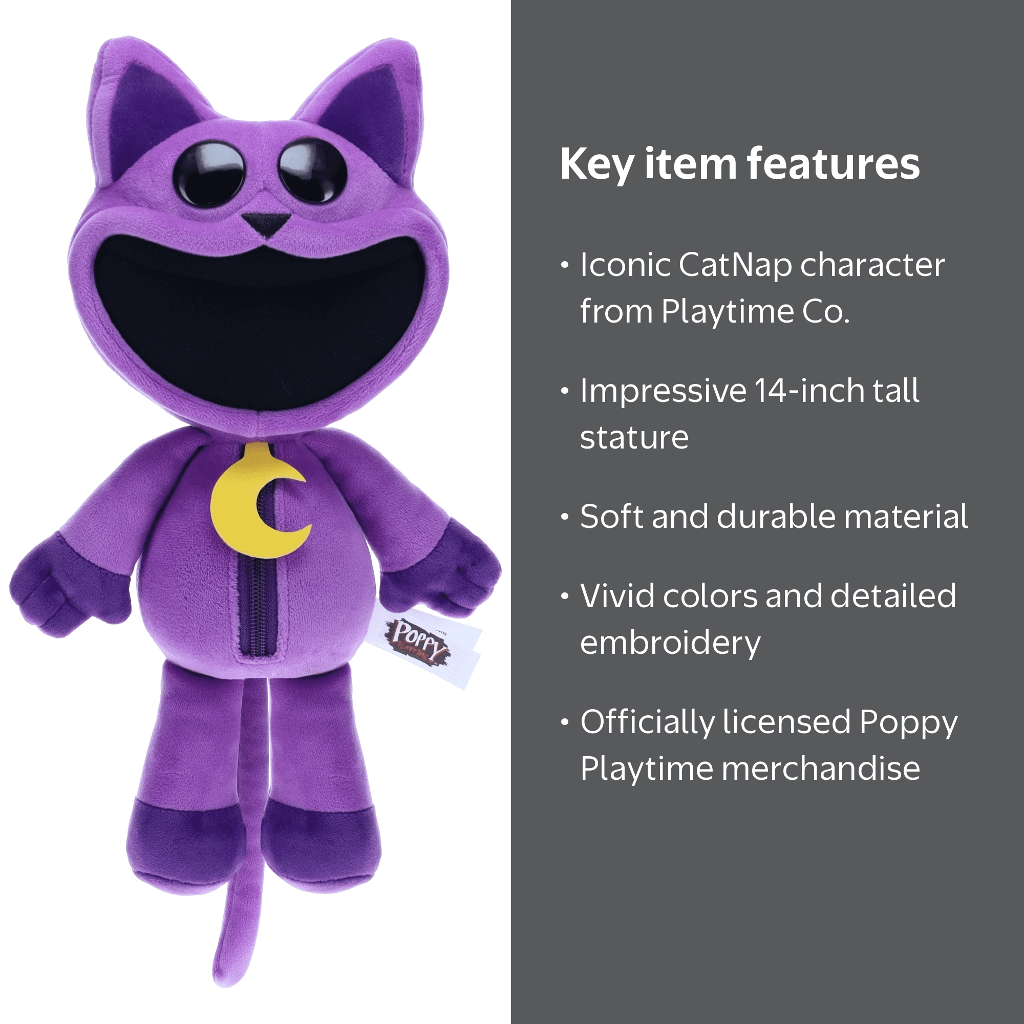 PhatMojo Poppy Playtime CatNap Plush Toy, 14 Inch, Deluxe Smiling