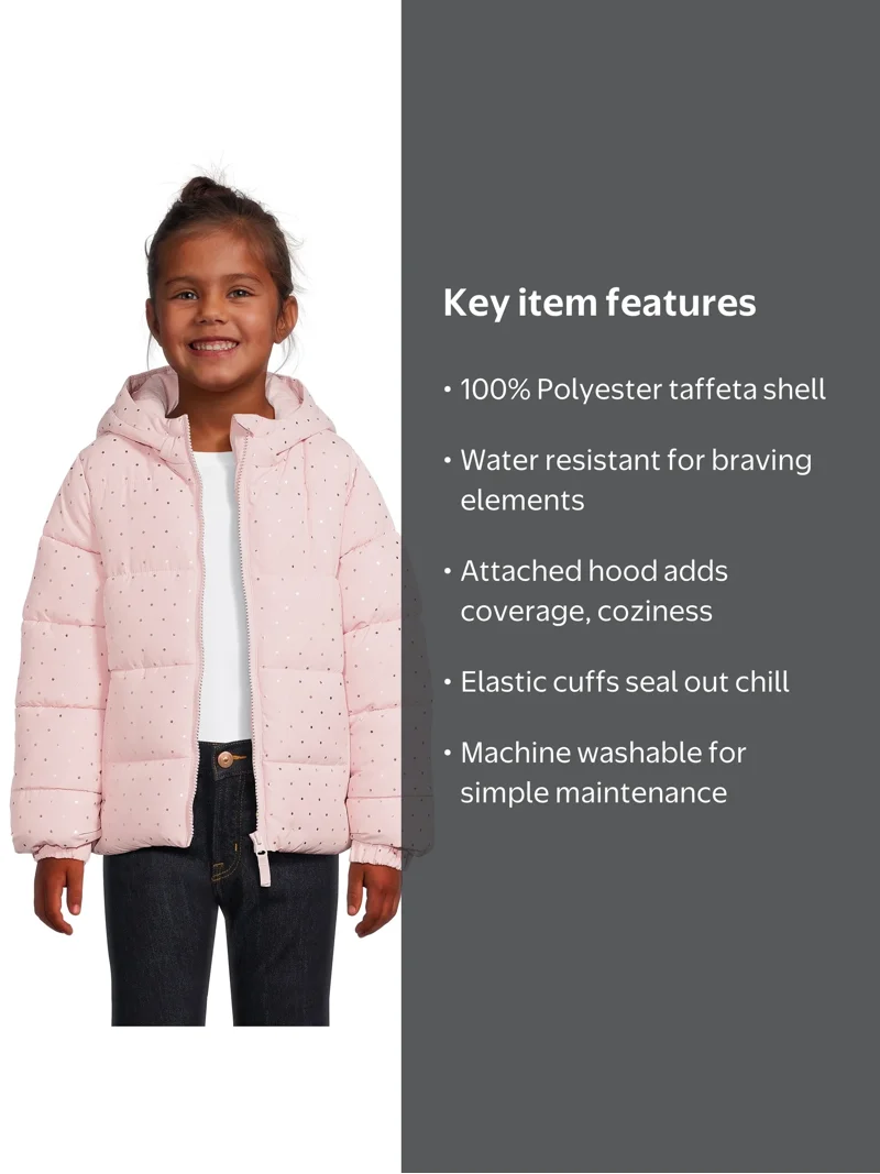 Swiss Tech Girls Heavyweight Puffer Coat, Warm Winter Jacket with