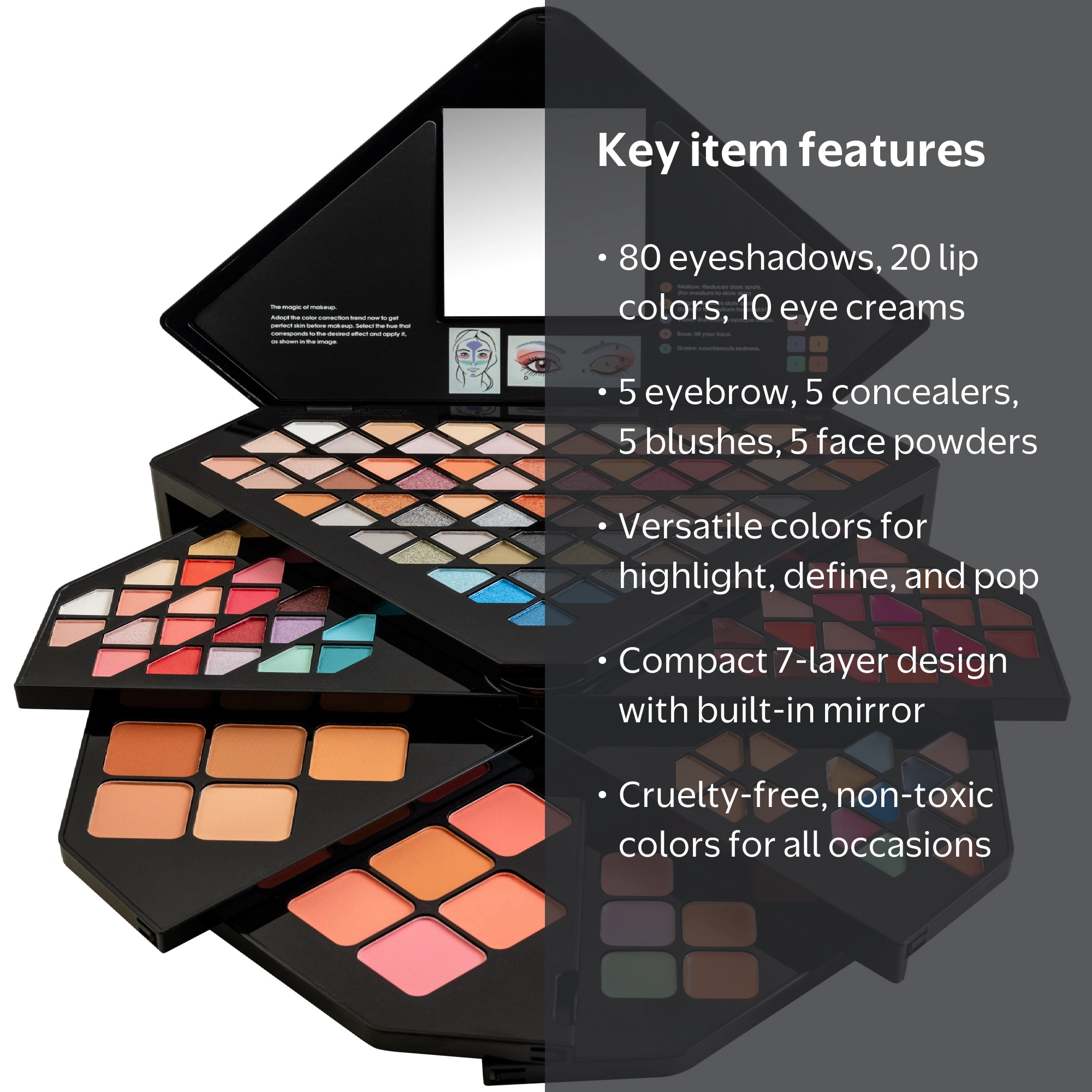 SHANY All in One Makeup Set, 80 Eyeshadows, 20 Lip Colors, 10 Eye