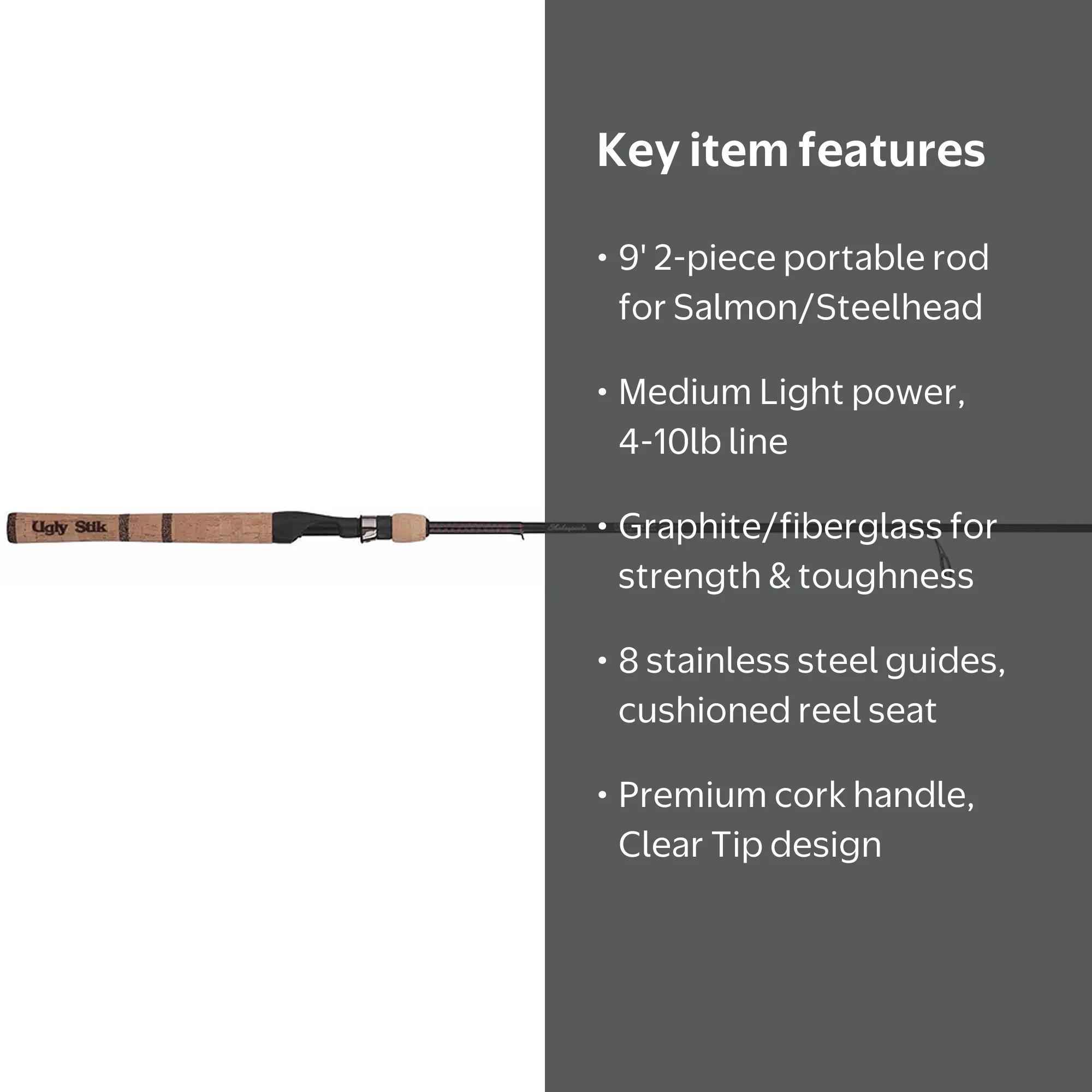 salmon jigging rod ugly stik Elite Salmon/Steelhead Spinning 8'6" Medium new 100% graphite construction Tiger Elite Jig Spinning Rod