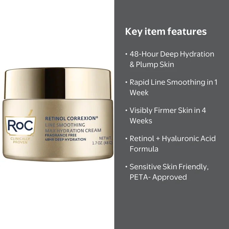 RoC Retinol Correxion Line Smoothing Max Hydration Cream, 48-Hour