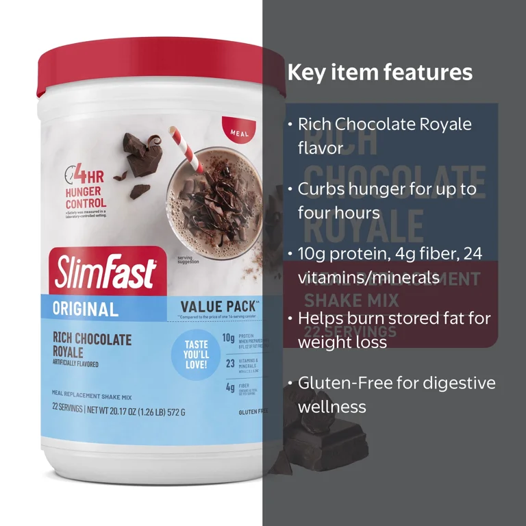 SlimFast Original Meal Replacement Shake Mix, Rich Chocolate