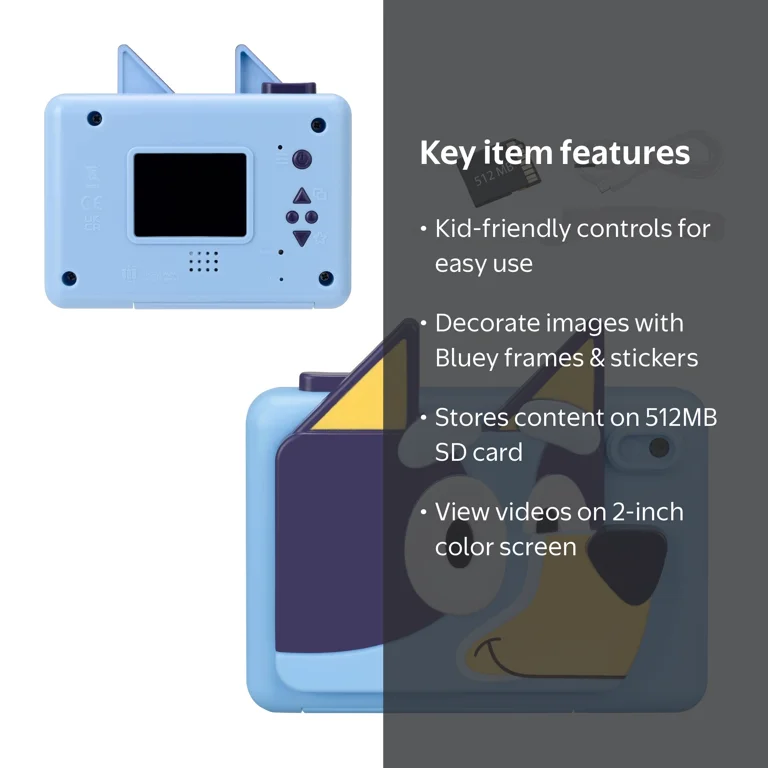 eKids, Bluey Kids Camera, Digital Camera for Kids, with SD Card