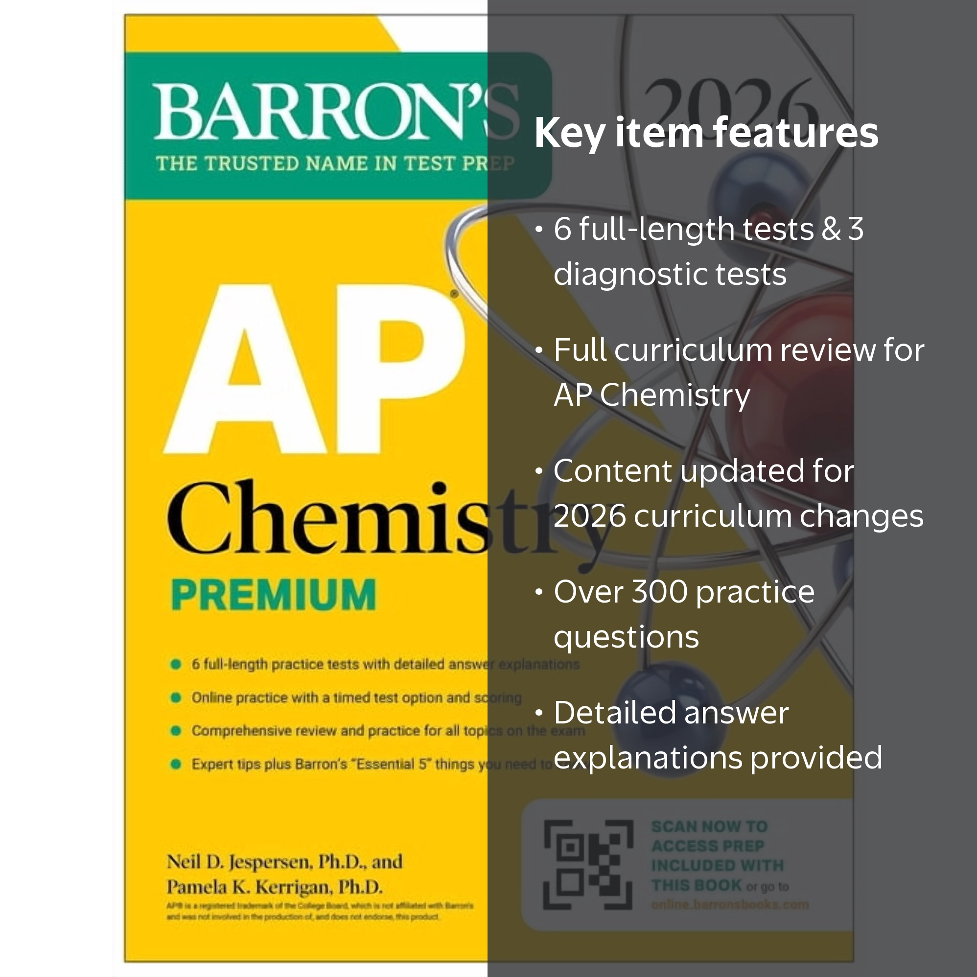 Neil D Jespersen AP Chemistry Premium 2026, 6 Practice Tests