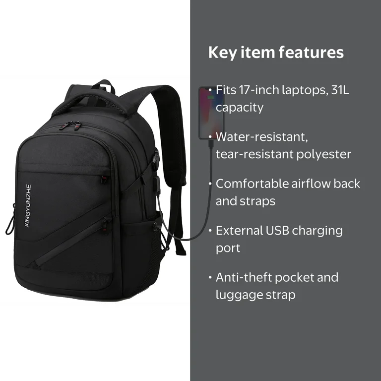 best backpack travel bag usb port WENIG Anti-Theft Laptop with Charging Lock,Water Resistant Slim Work Computer for Men College Bookbags Fits 15.6 Inch Laptop : Electronics Keep your belongings impeccably organized Waterproof Laptop & Lunch Backpack
