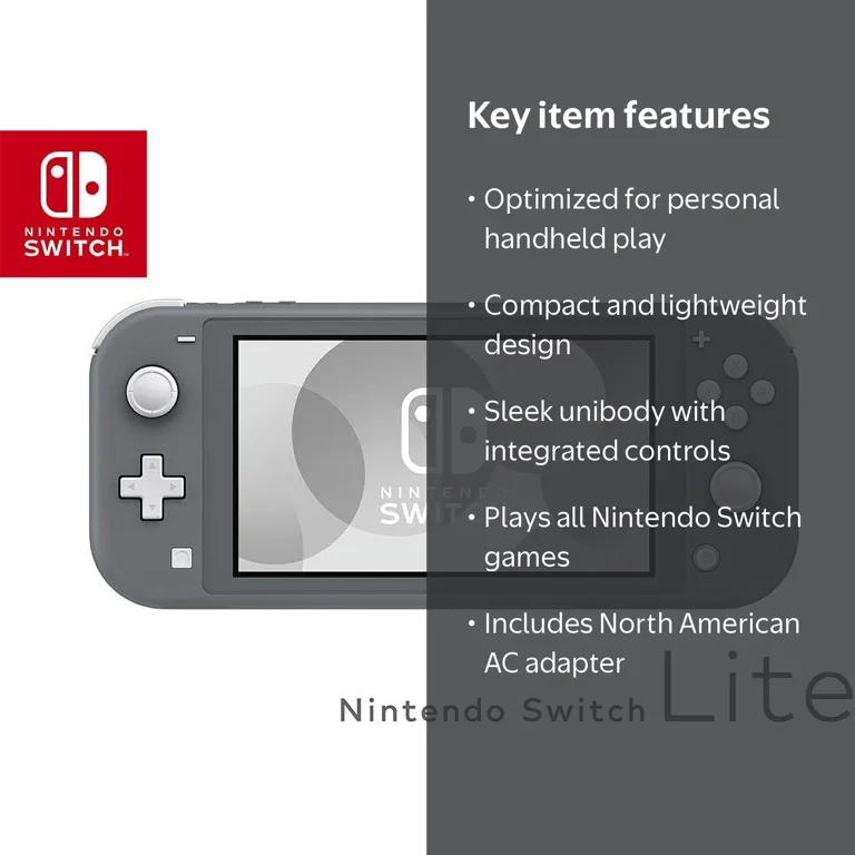 Nintendo Switch Lite - Gray, Handheld Game, New International