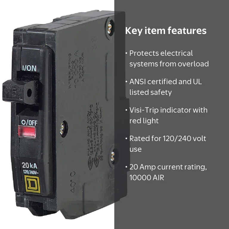 Square D QO120CP Circuit Breaker, Single-Pole 20 Amp, 120/240V
