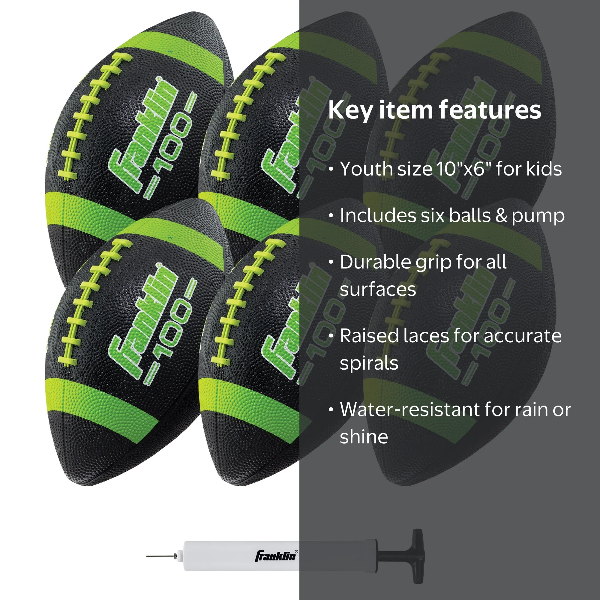 趣味 footballista 2018 Franklin Sports Junior Size Rubber Football - 6 pack Deflated with