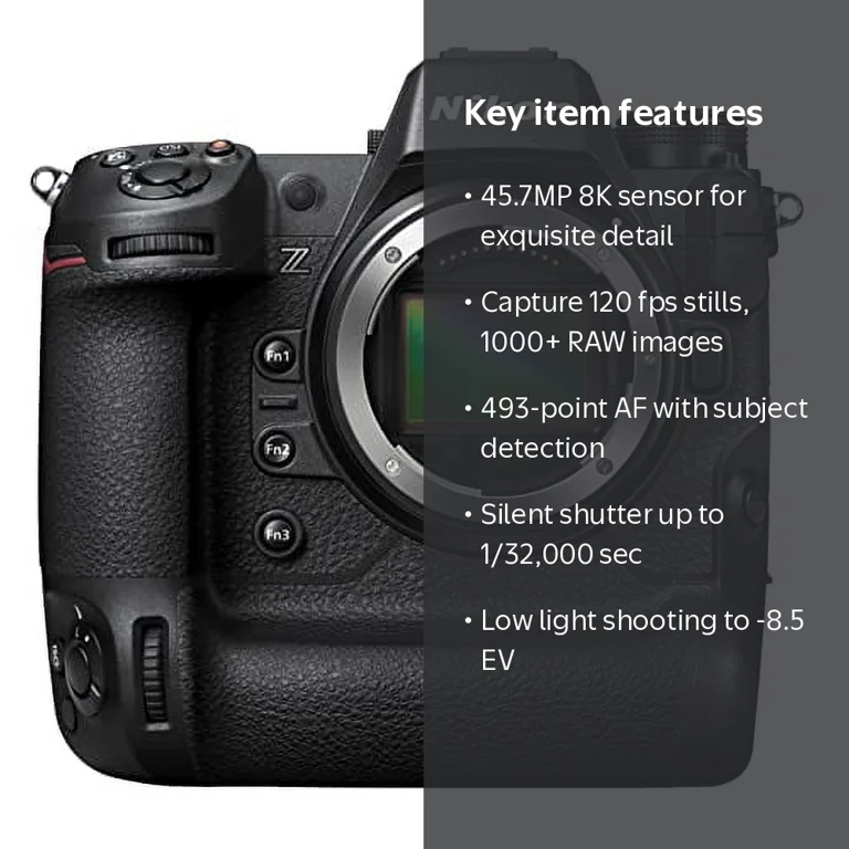 Nikon Z 9 Mirrorless Digital Camera Body Only, 45.7MP, 8K Video