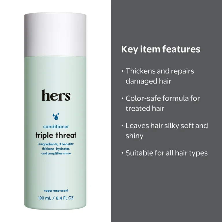 hers, Thickening Conditioner, All Hair Types, Napa Rose, 6.4 fl oz