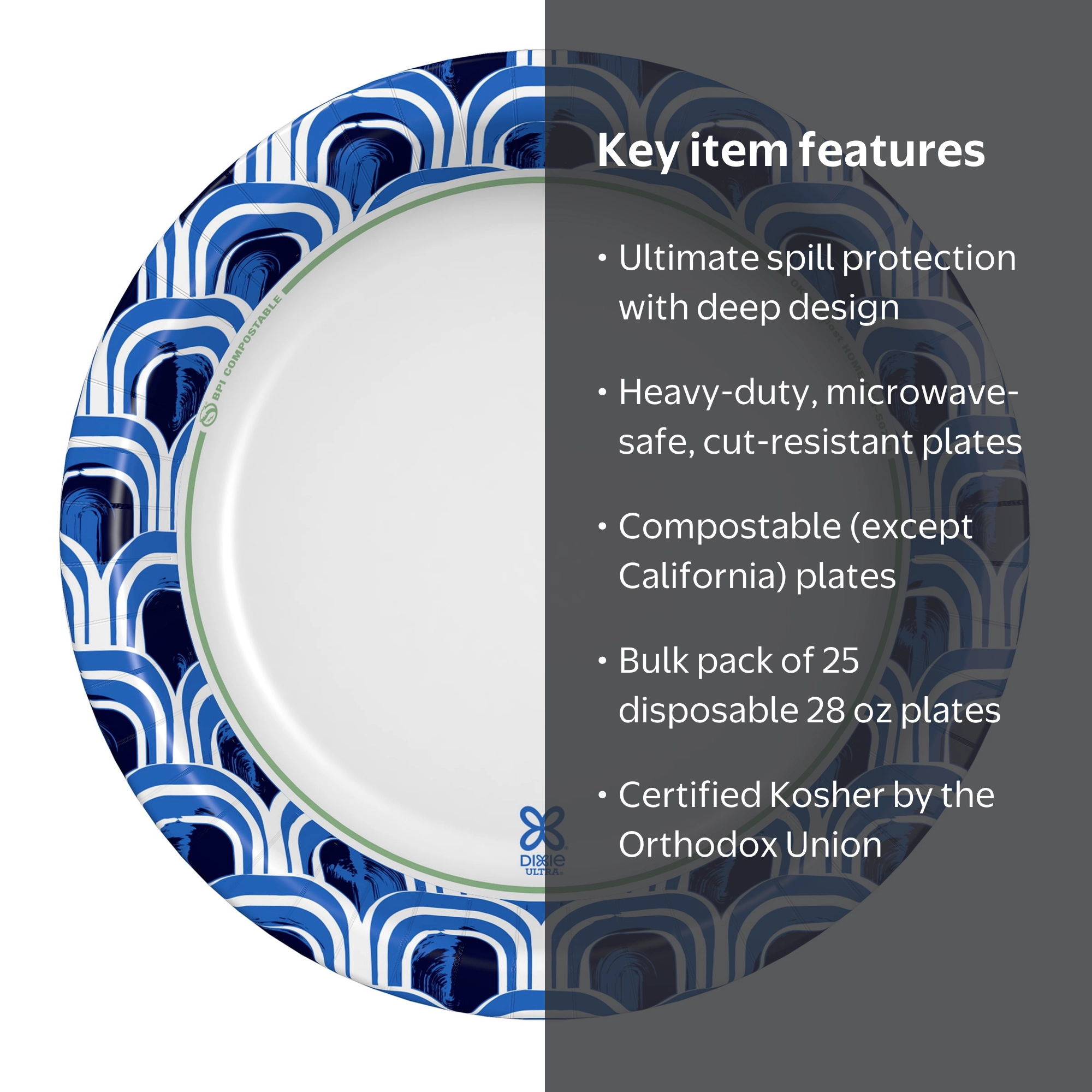 Dixie, Ultra Deep Dish Disposable Paper Plates, 25 Count, Multi