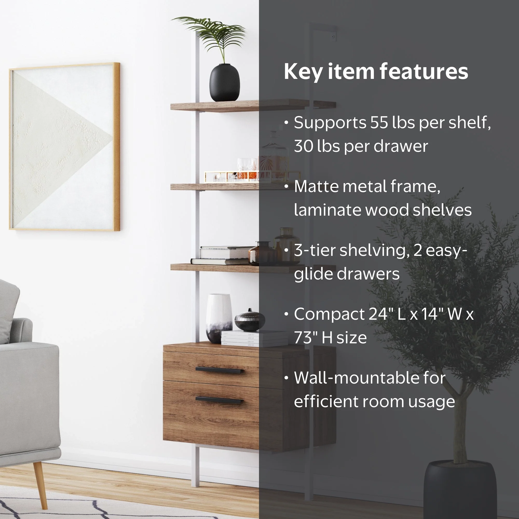 Nathan James Theo Open Shelf Bookcase with Drawers in Rustic Oak