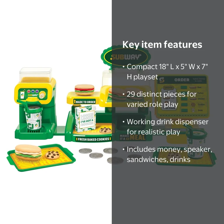 Subway Mini Store 29-Piece Playset, Pretend Play Food Set with