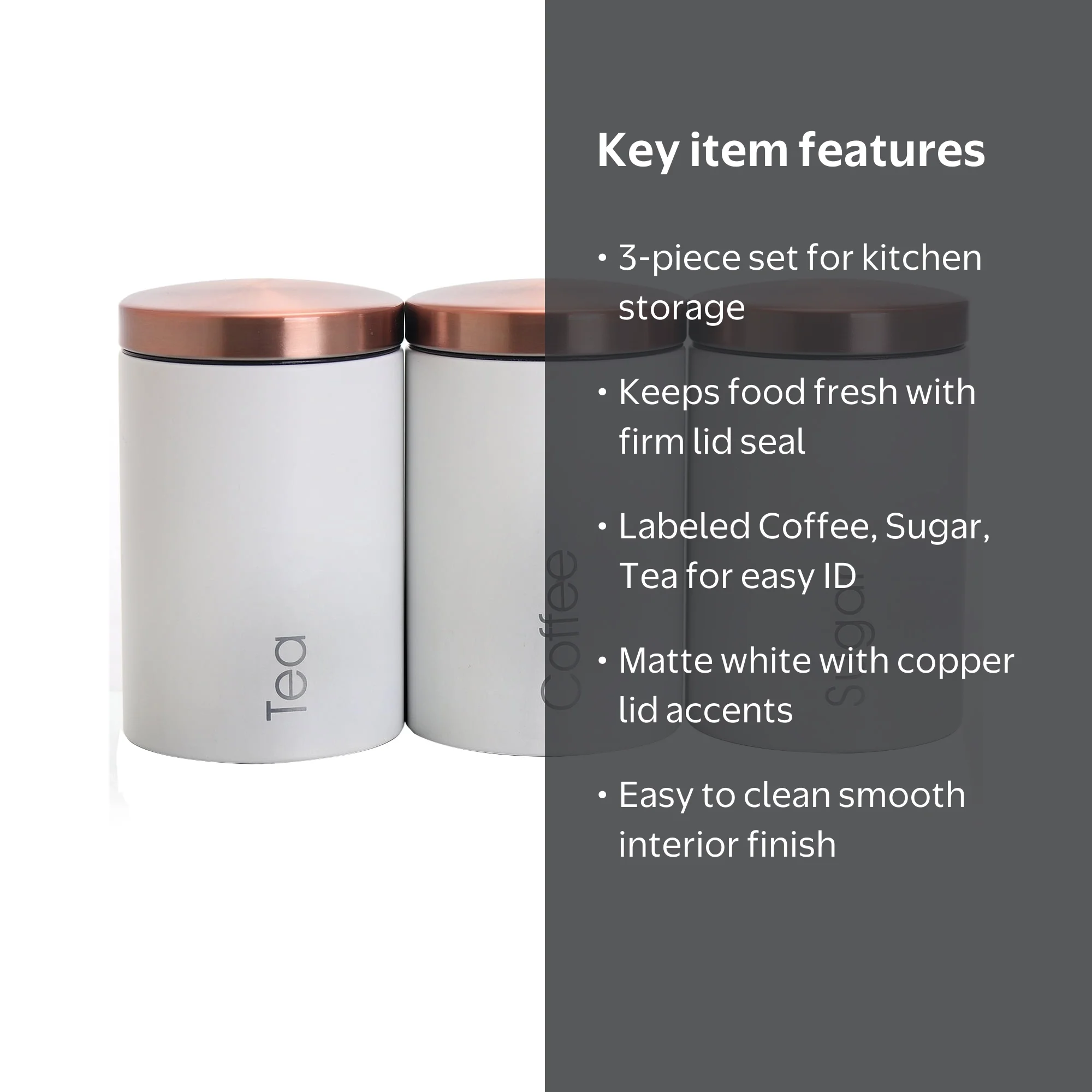 MegaChef Essential Kitchen Storage 3 Piece Sugar, Coffee and Tea