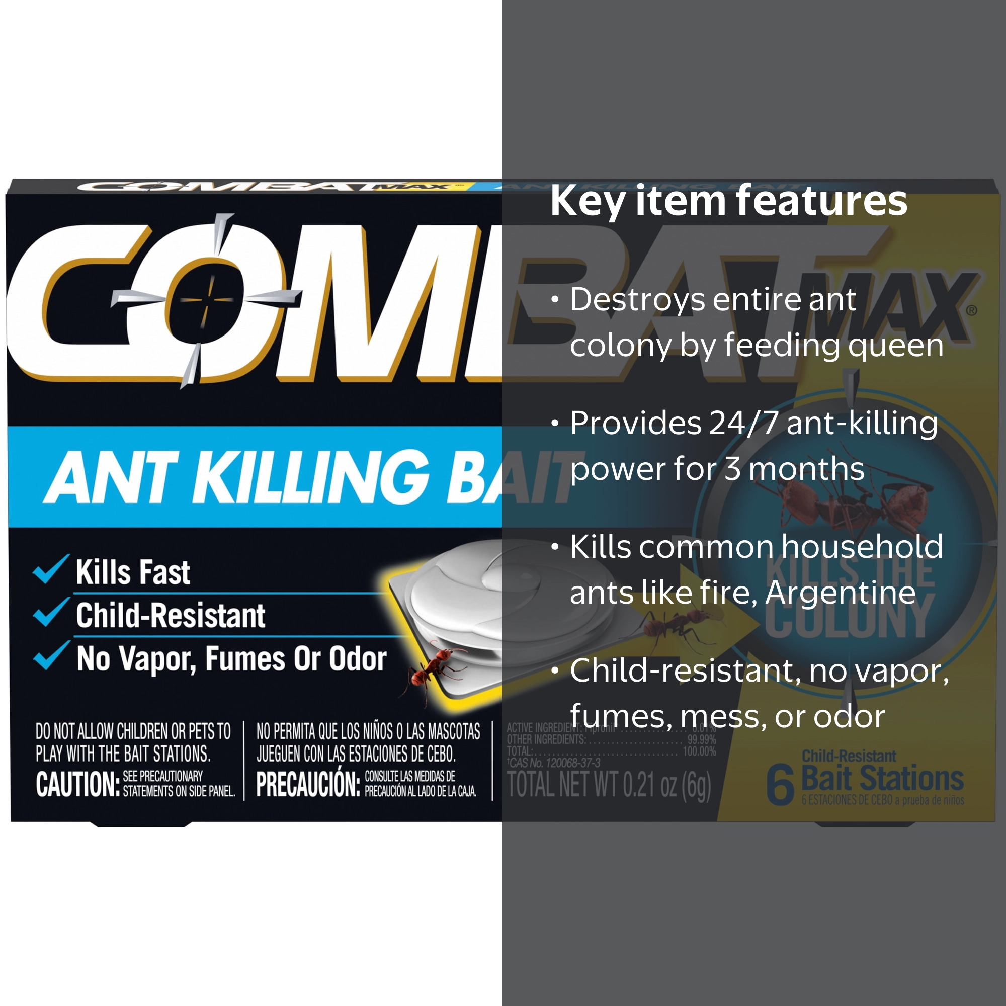 Combat Ant Killing Bait Stations 6 Count Indoor and Outdoor Use