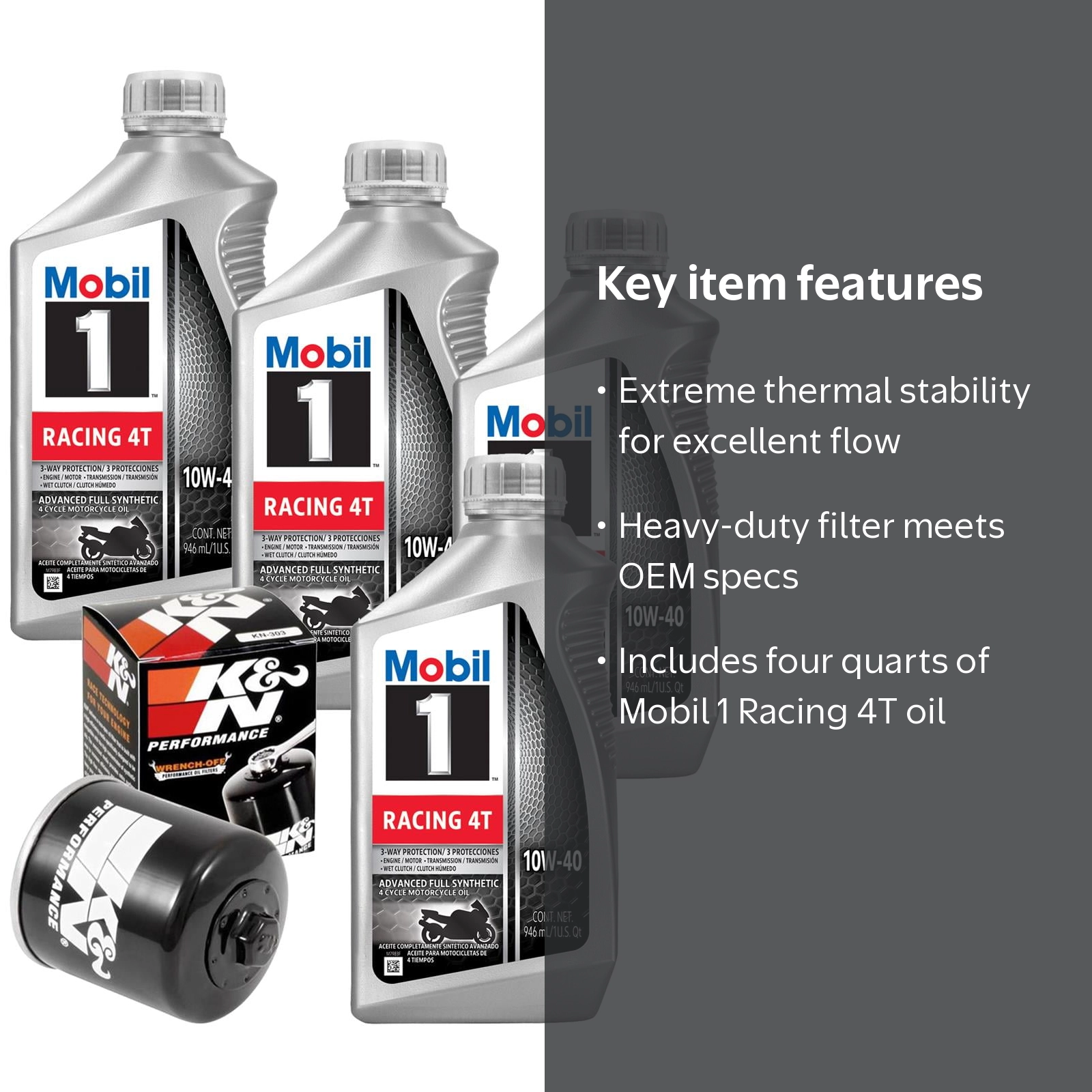 Kawasaki/Yamaha Synthetic Motor Oil Change Kit - Mobil 1 Racing 4T