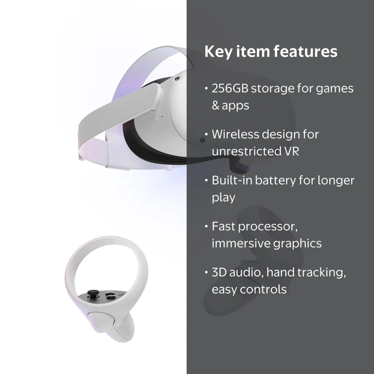 Meta, Meta Quest 2 Virtual Reality Headset, 256GB, White - Walmart.com