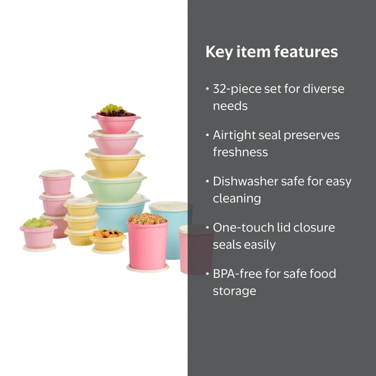 Tupperware Heritage Collection Food Storage Containers, 32-Piece