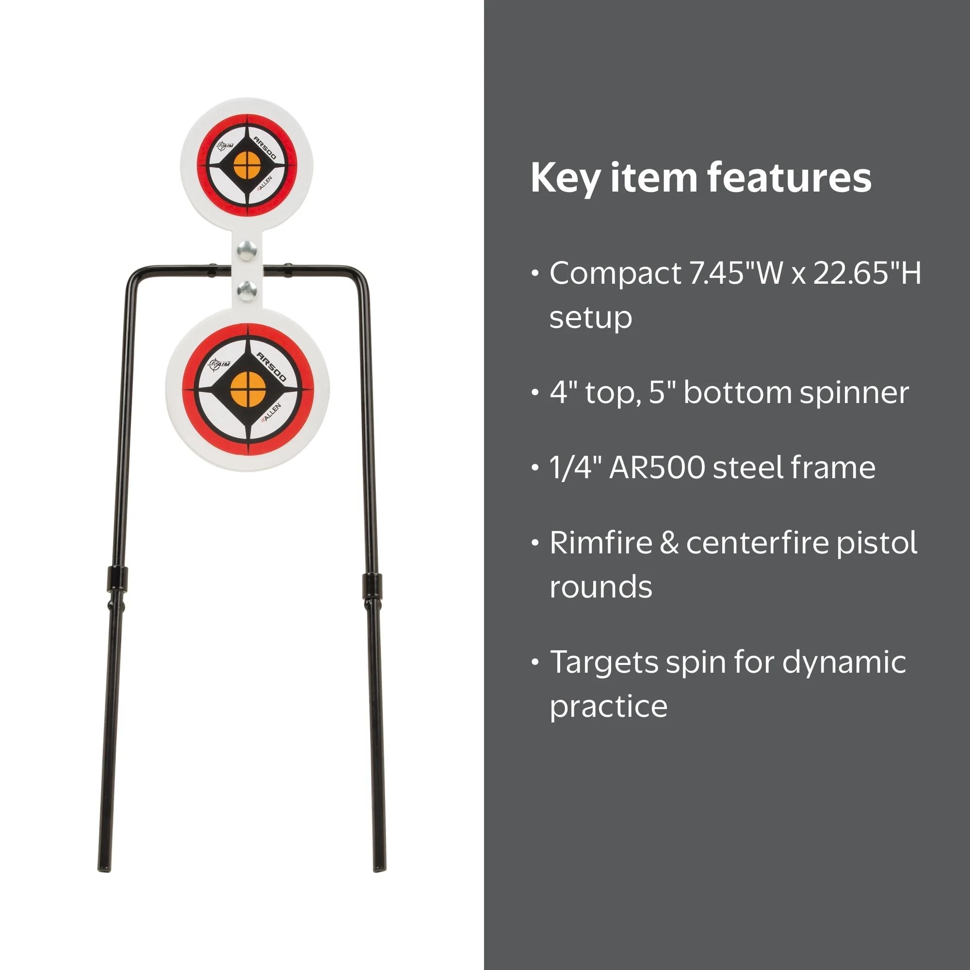 Ez Aim Hardrock Ar500 Spinner Target Kit, 7.375