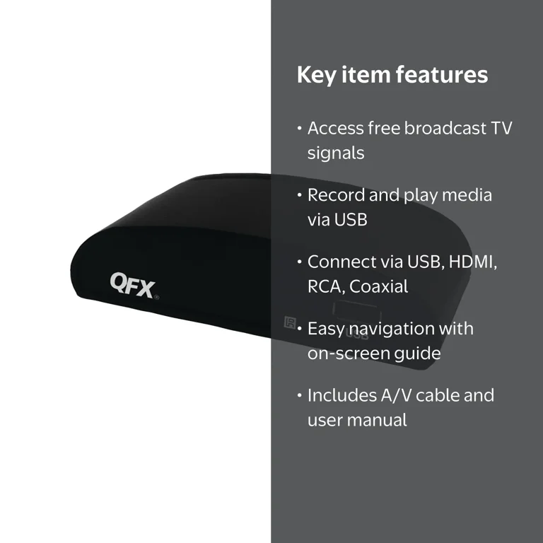 QFX Digital Converter Box with HDMI, Air TV Antenna Cable & UL