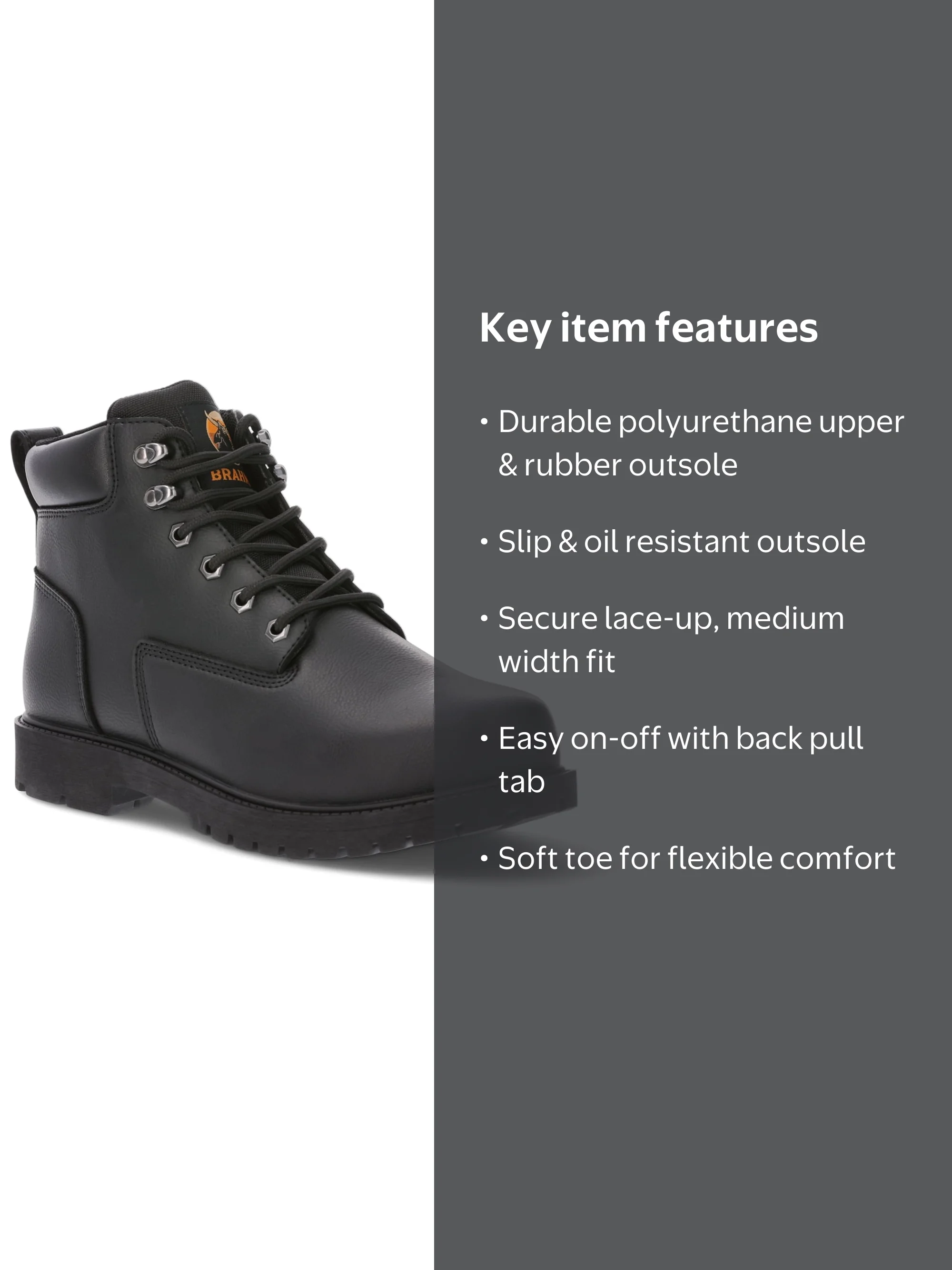 Brahma Men's Mass Soft Toe Work Boots, Slip & Oil Resistant