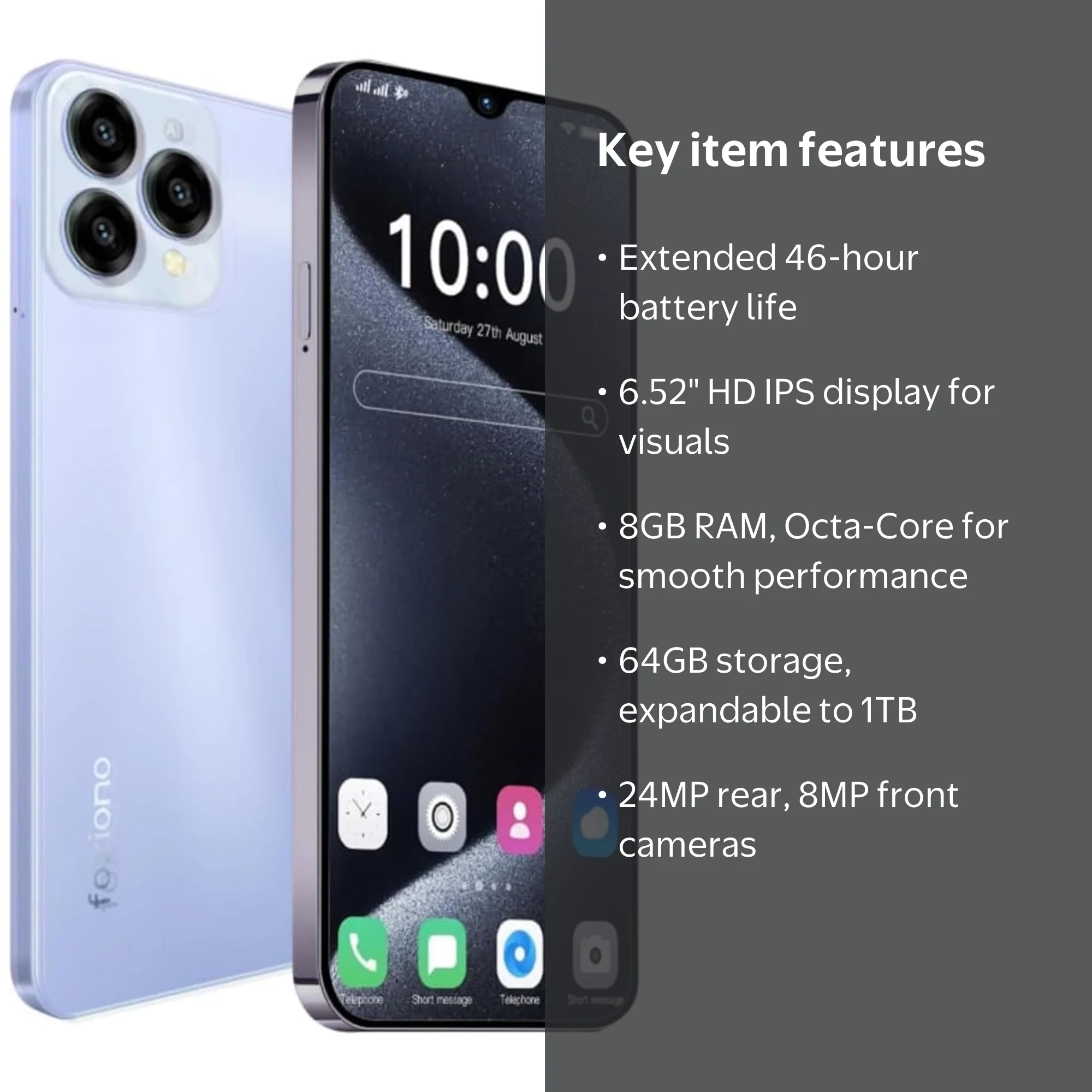 FOXIONO H91 Unlocked Smartphone | Android 14 | 8GB RAM + 64GB