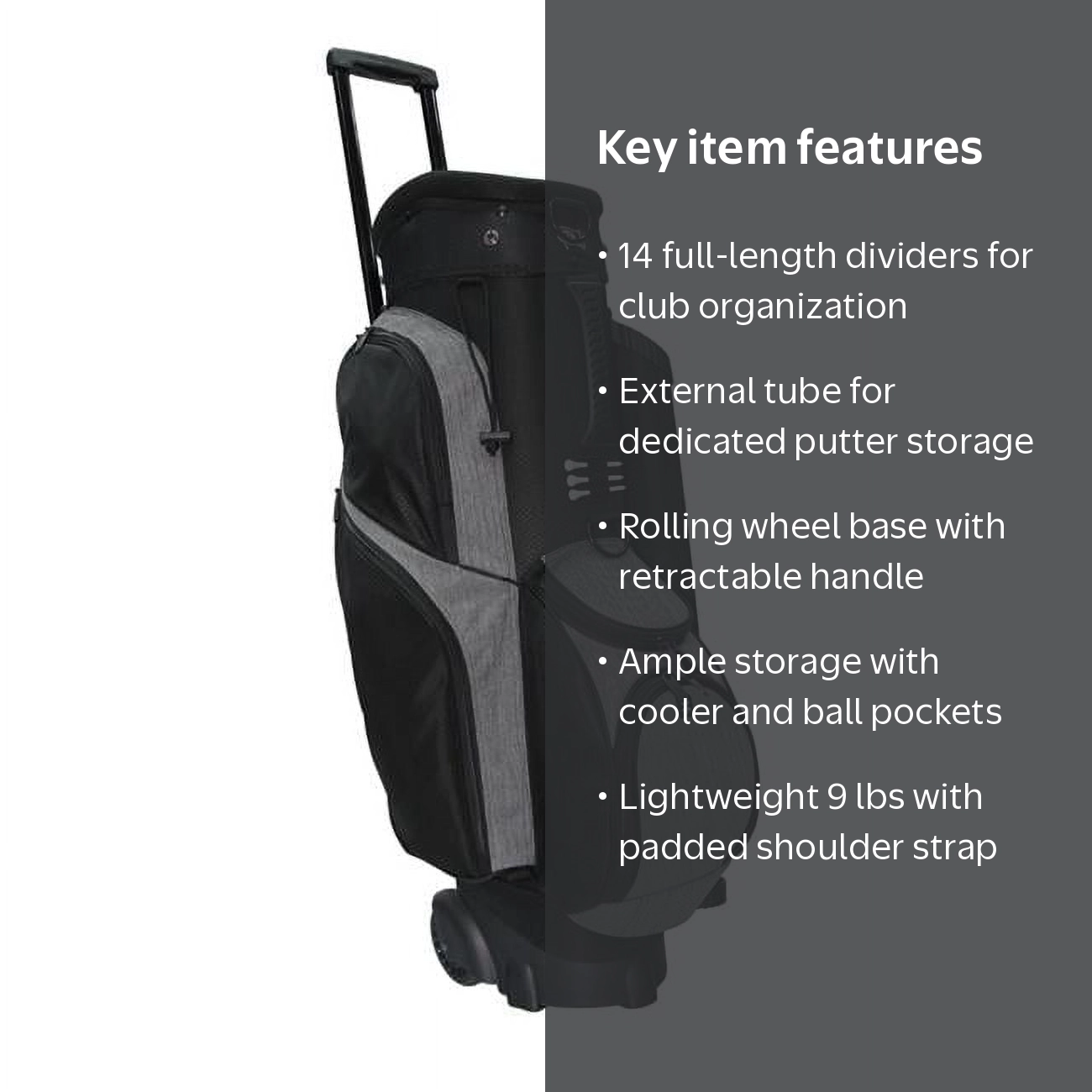 RJ Sports Spinner X Golf Bags with Pull Wheels, Holder