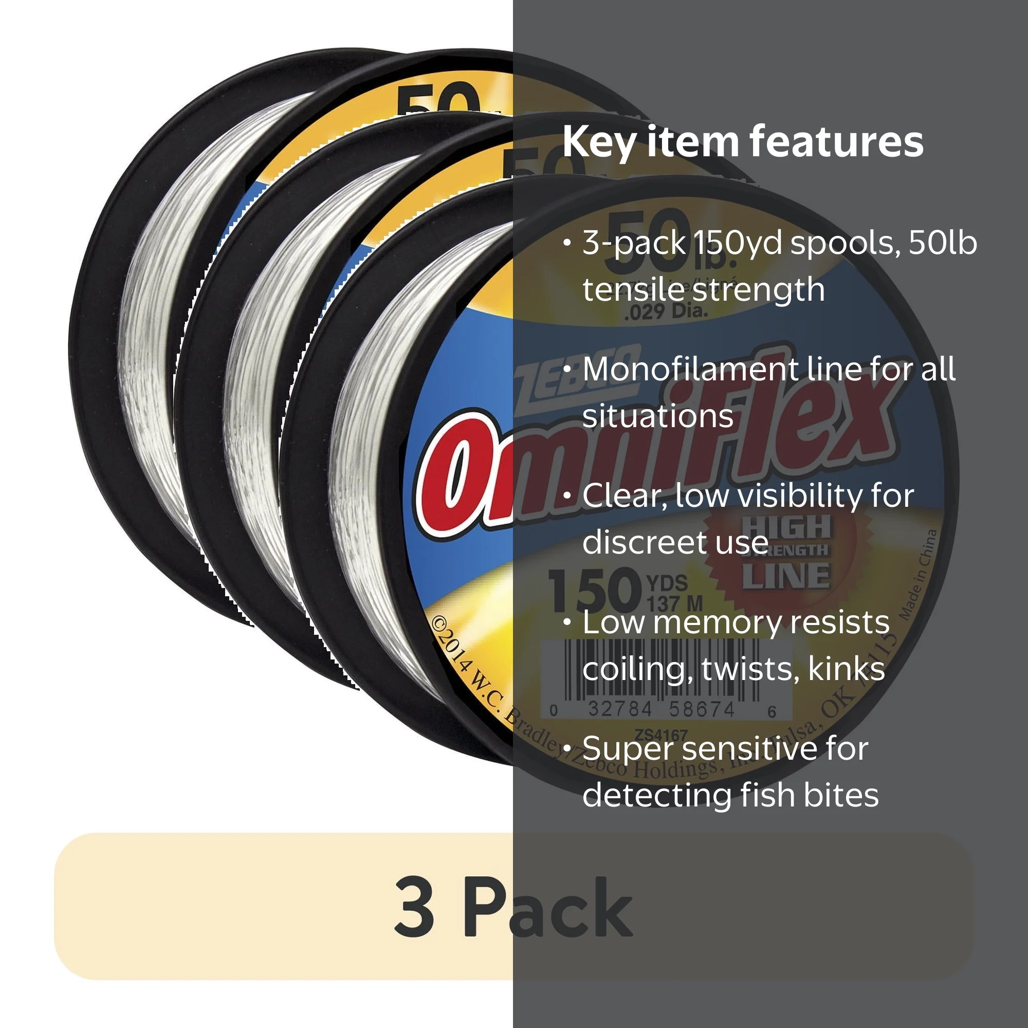 Zebco Omniflex Monofilament Fishing Line 3 Pack 250 yds for