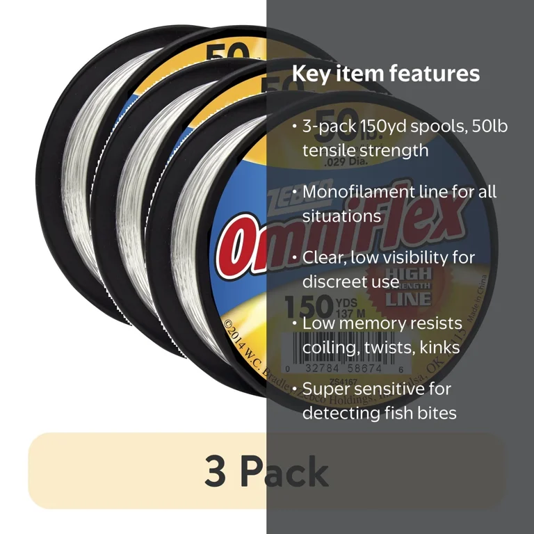 Zebco Omniflex Monofilament Fishing Line 3 Pack 250 yds for