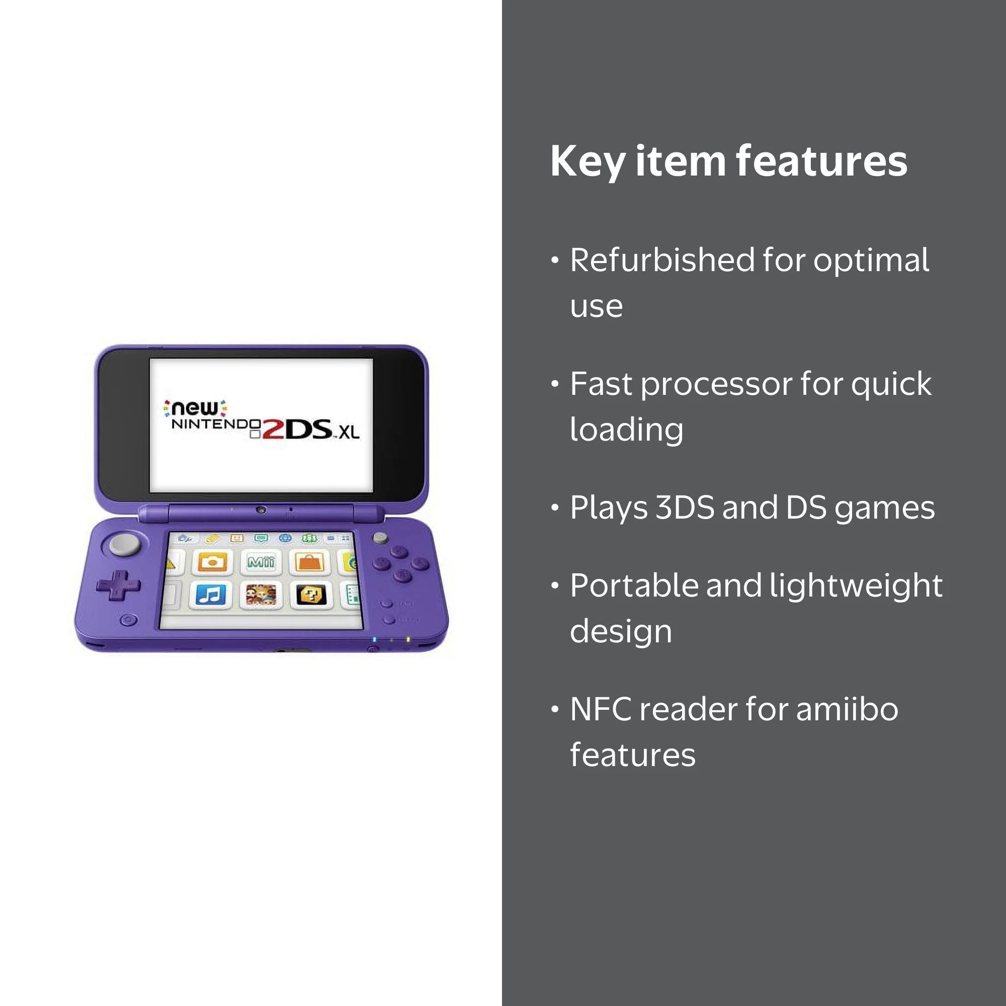 Restored Nintendo 2DS XL Mario Kart 7 Purple + Silver 3DS