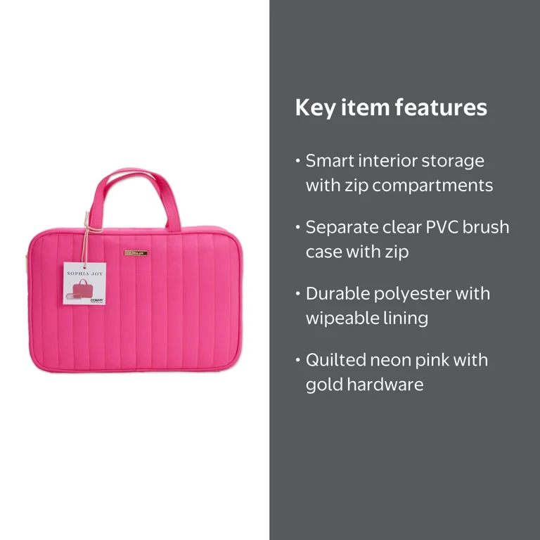 Sophia Joy 2-Piece Weekender Cosmetic Bag Set, Pink - Walmart.com