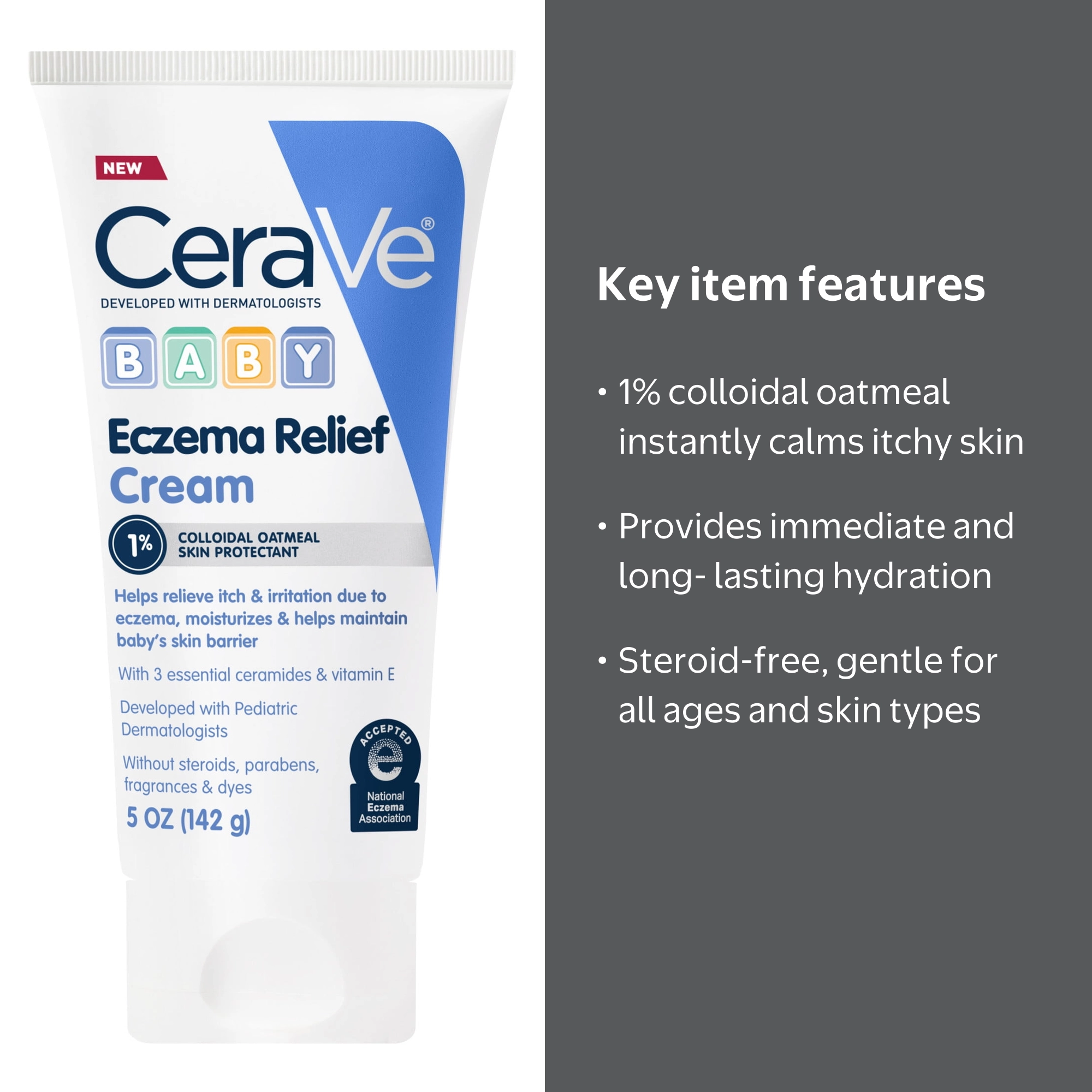 CeraVe Baby Eczema Relief Cream with 1% Colloidal Oatmeal for