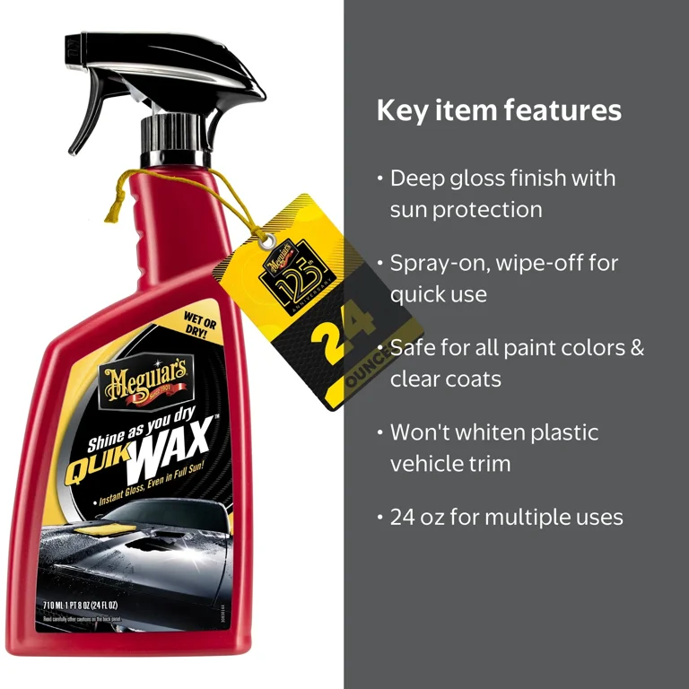 Meguiar's, Quik Wax, A1624, 24 Oz, Spray Wax for Wet or Dry Paint