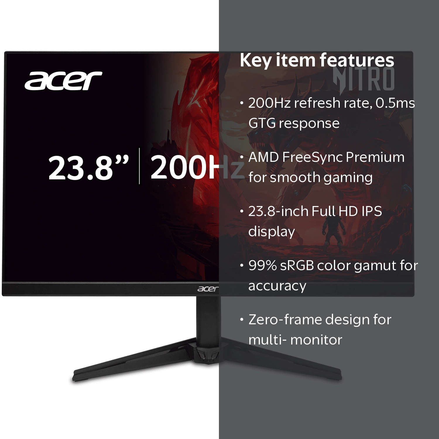 Acer Nitro QG1 Gaming Monitor 23.8 (1920 x 1080) inch Widescreen
