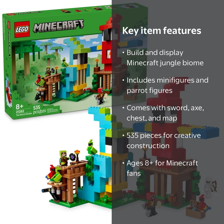 LEGO, Minecraft Building Toy, 21282, Parrot Houses with