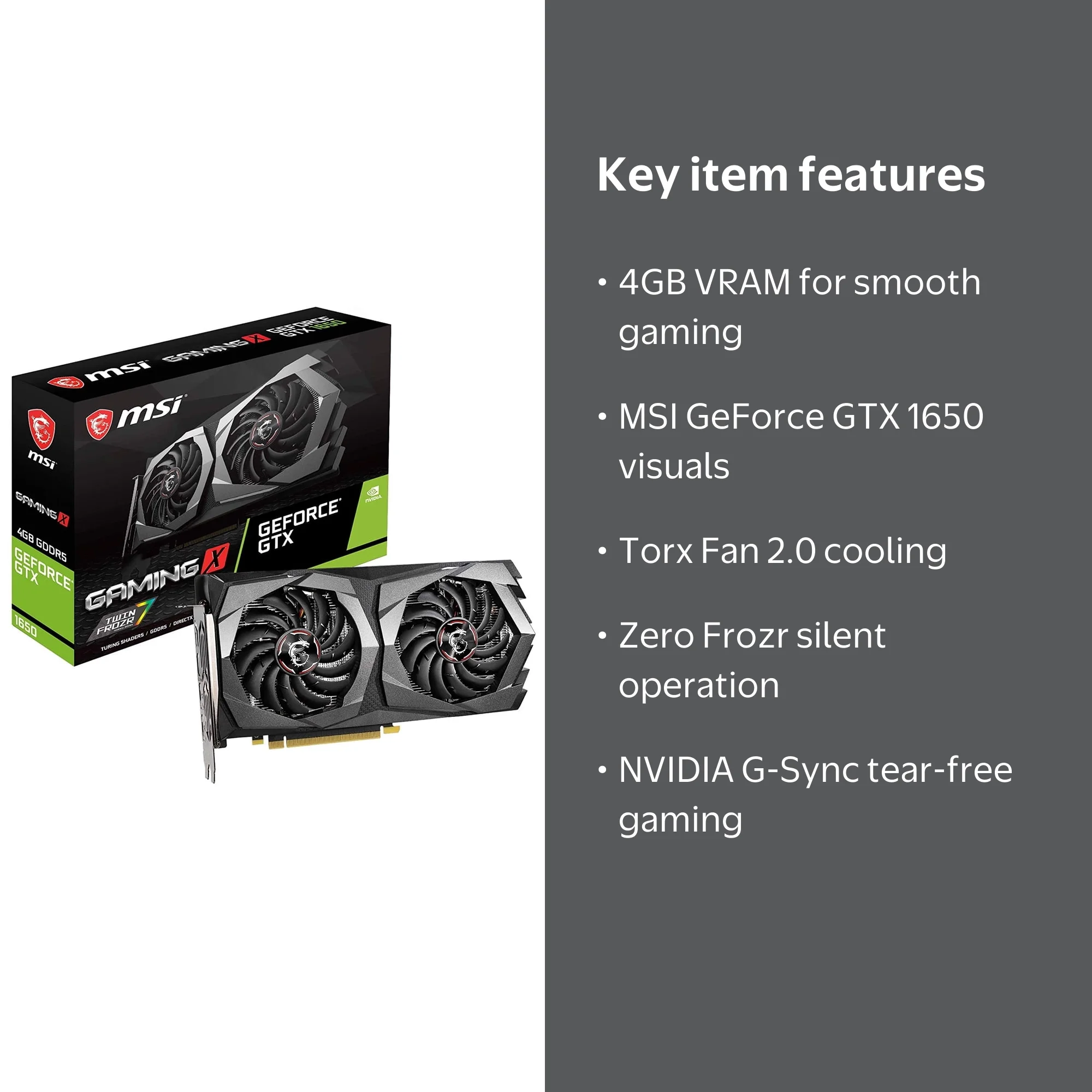 Free Shipping! MSI GeForce GTX 1650 Gaming X 4GB Graphics Card