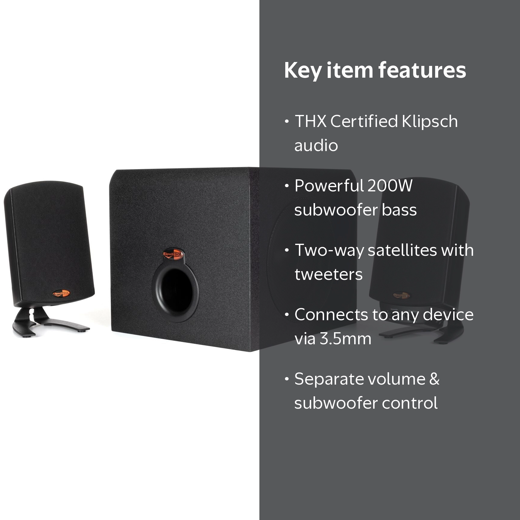 Klipsch Pro Media 2.1 THX Desktop Gaming Speakers with 3
