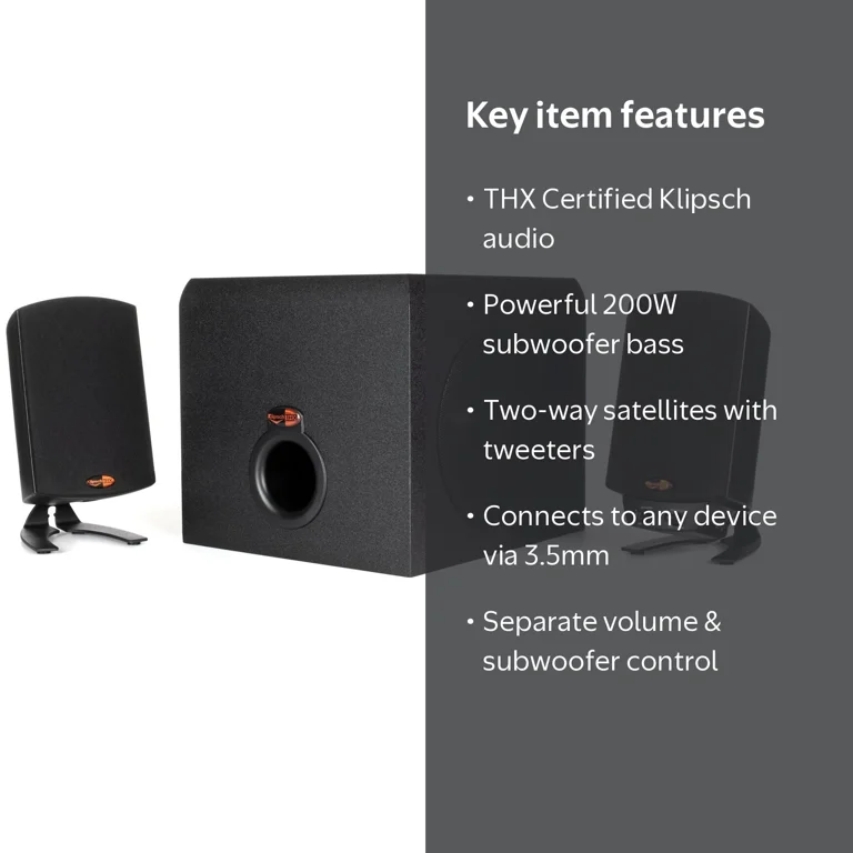 Klipsch Pro Media 2.1 THX Desktop Gaming Speakers with 3