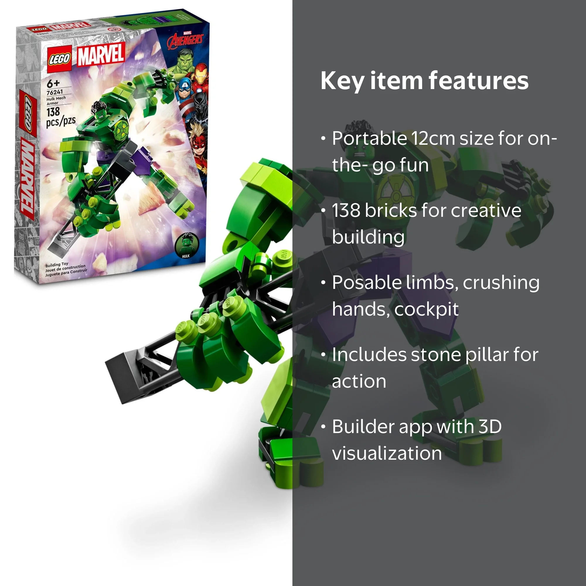 LEGO, Hulk Mech Armor, Multicolor, Posable, 138 Pieces - Walmart.com