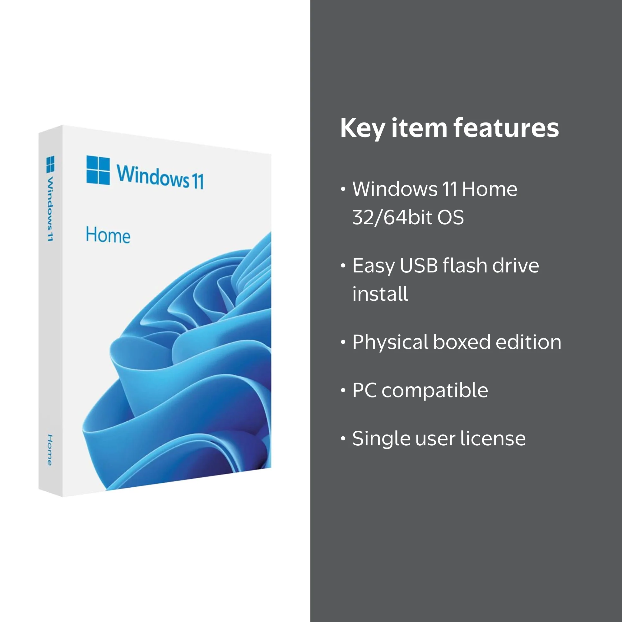 Microsoft Windows 11 Home 32/64-bit, Box Pack, USB Flash Drive