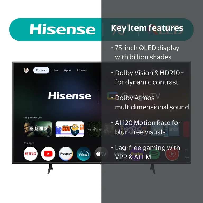 Hisense 75-Inch Class QD6030G Series QLED Google Smart TV