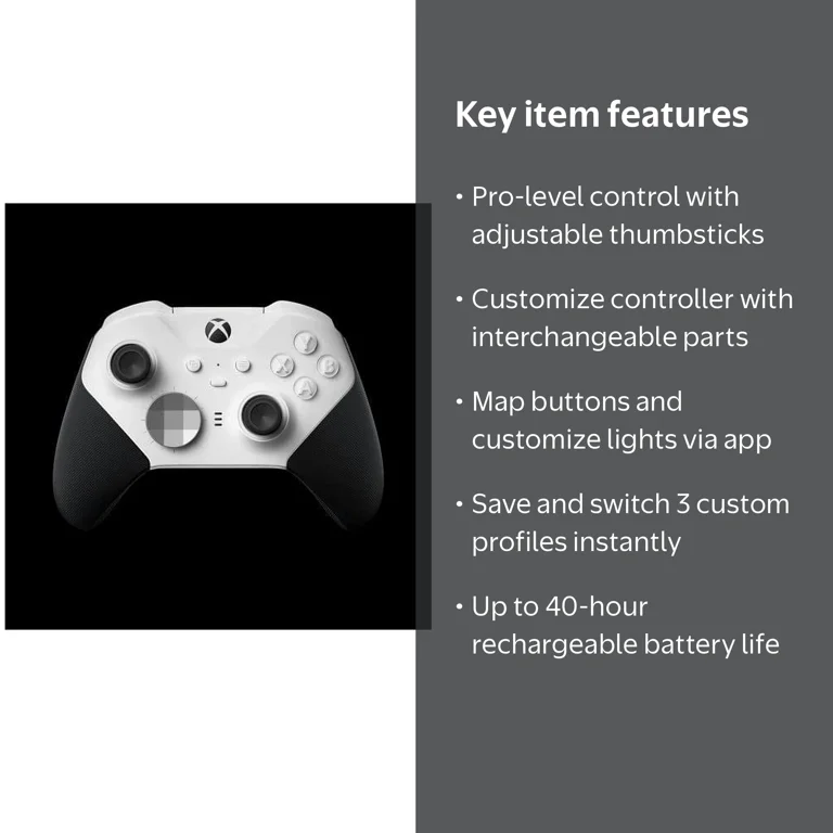 XBOX, Wireless Controller, White Black, Adjustable Thumbsticks