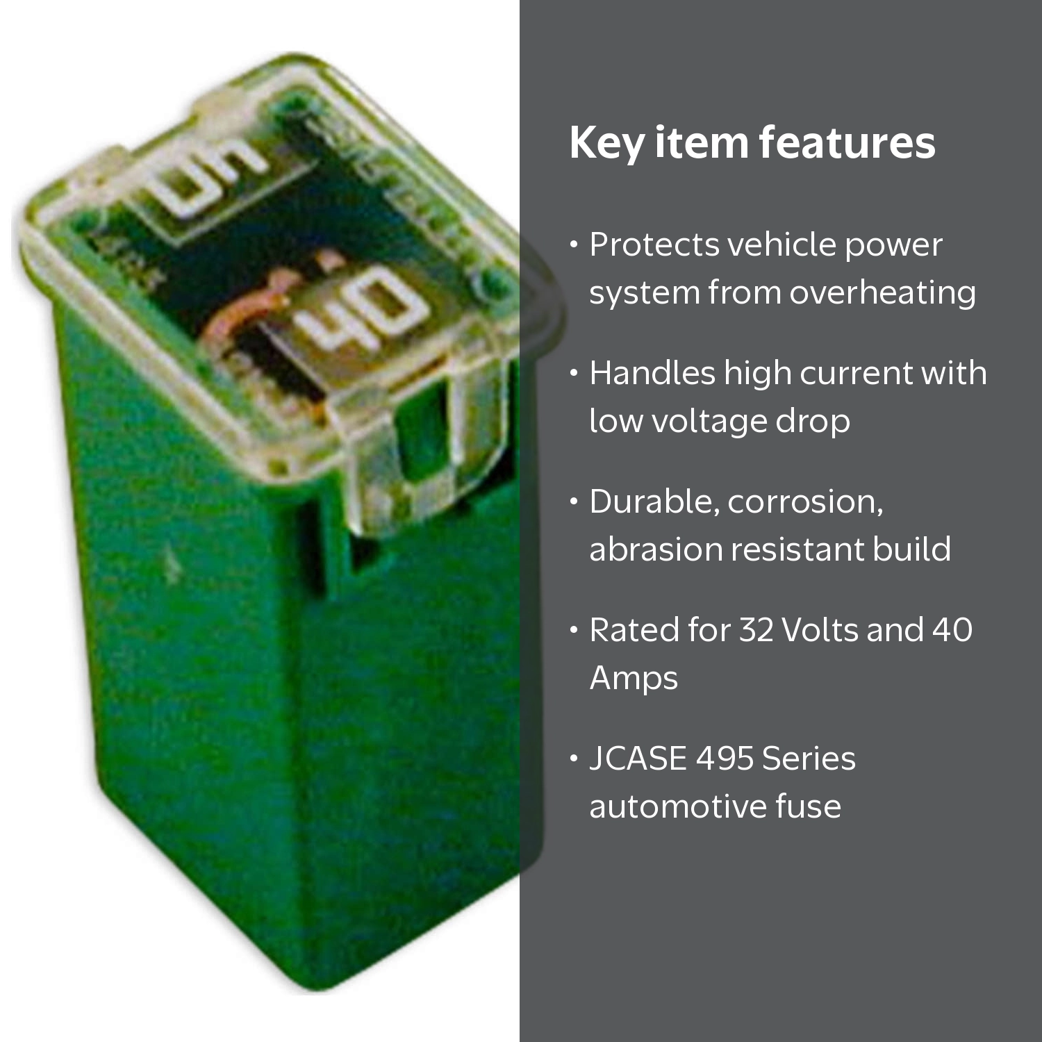 Littelfuse JCAS040.XP JCASE Fuse, 32 Volt, 40 Amp, Multicolor