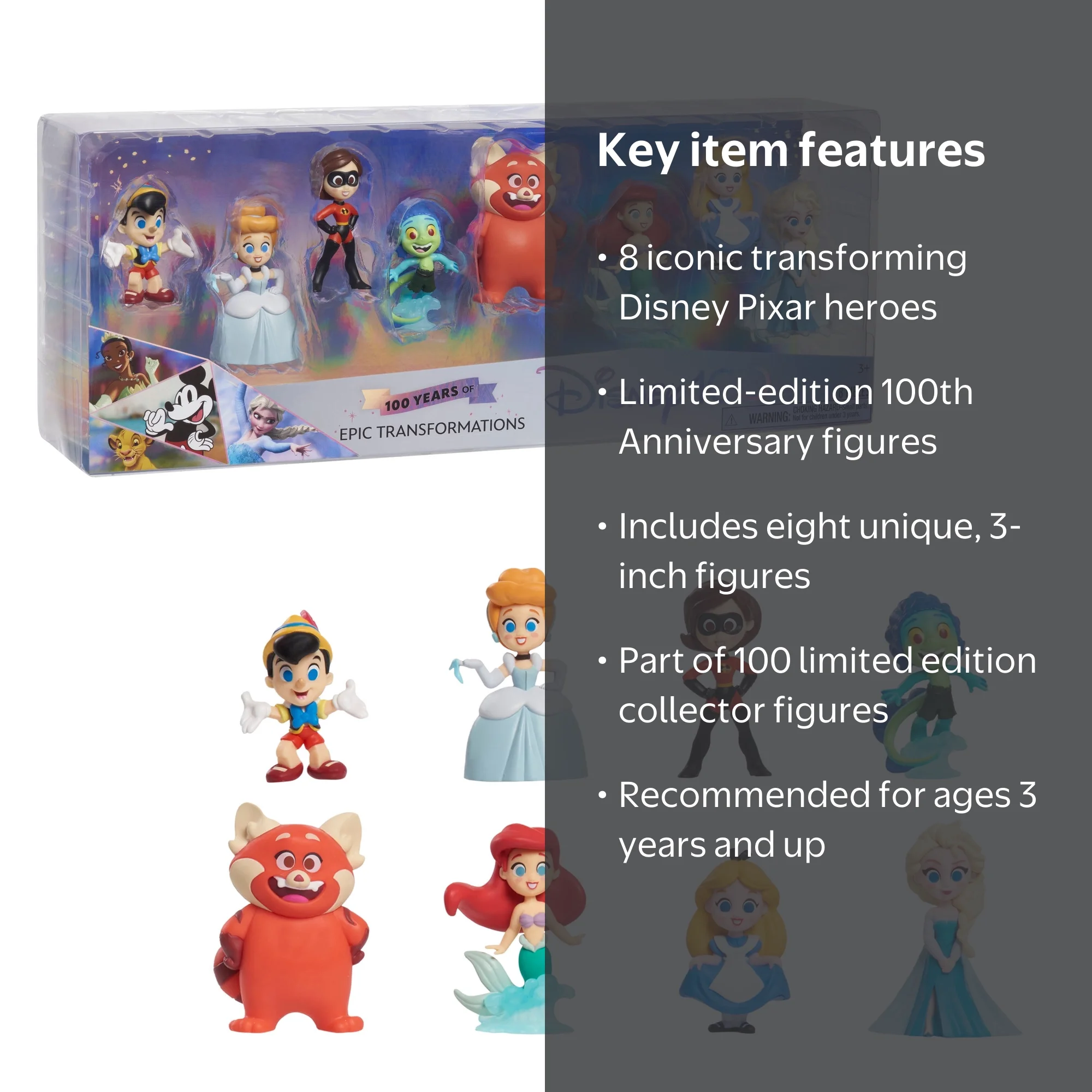 Disney, Kids Toys, 8-piece Figure Pack, Limited Edition for Ages 3