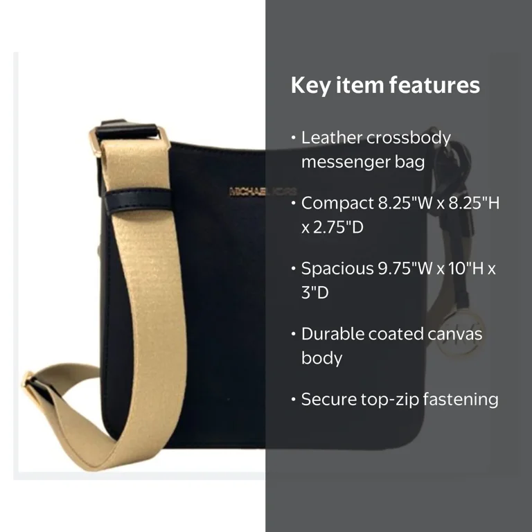 Michael Kors, Women's Leather Crossbody Messenger Bag, S, Black