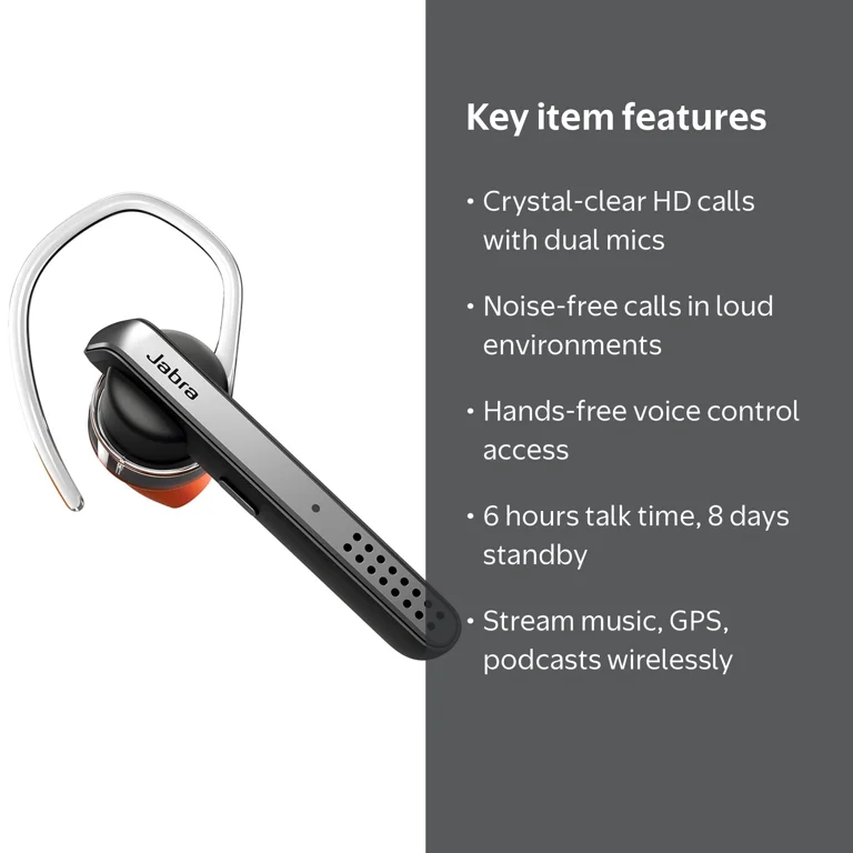 Jabra TALK 45 - Bluetooth Wireless Microphone Earpiece, Cordless