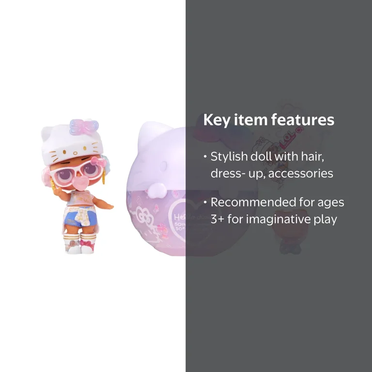LOL Surprise Hello Kitty Tots Doll, 7 Surprises, 50th Anniversary