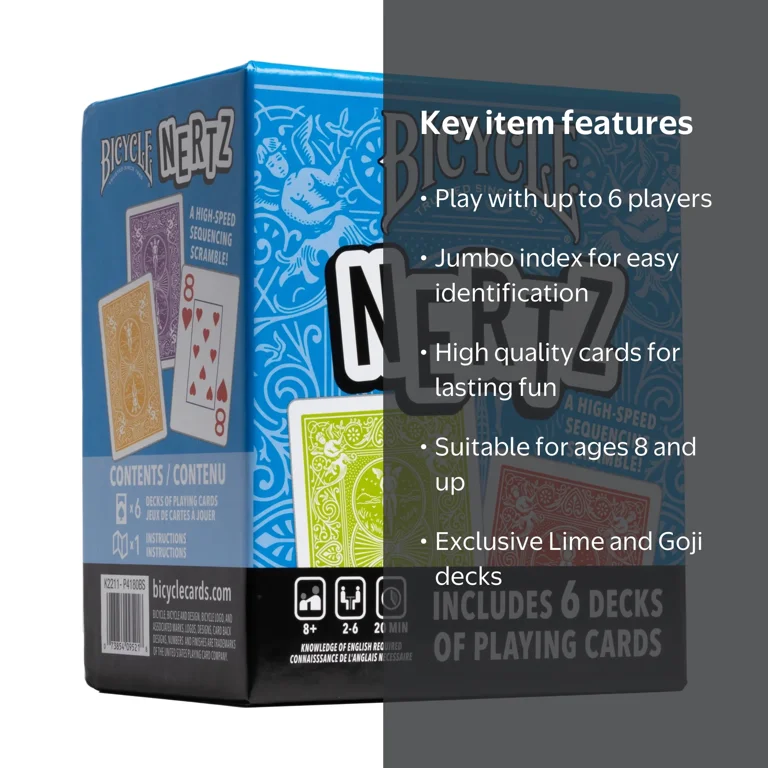 Bicycle Nertz Card Game (Solitaire), 6 Decks Jumbo Index Playing