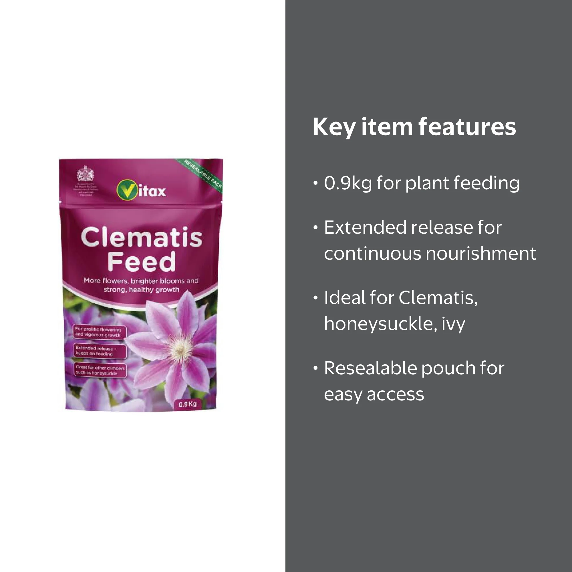 Vitax Plant Fertilizer - Clematis Feed for Vigorous Growth, 0.9kg